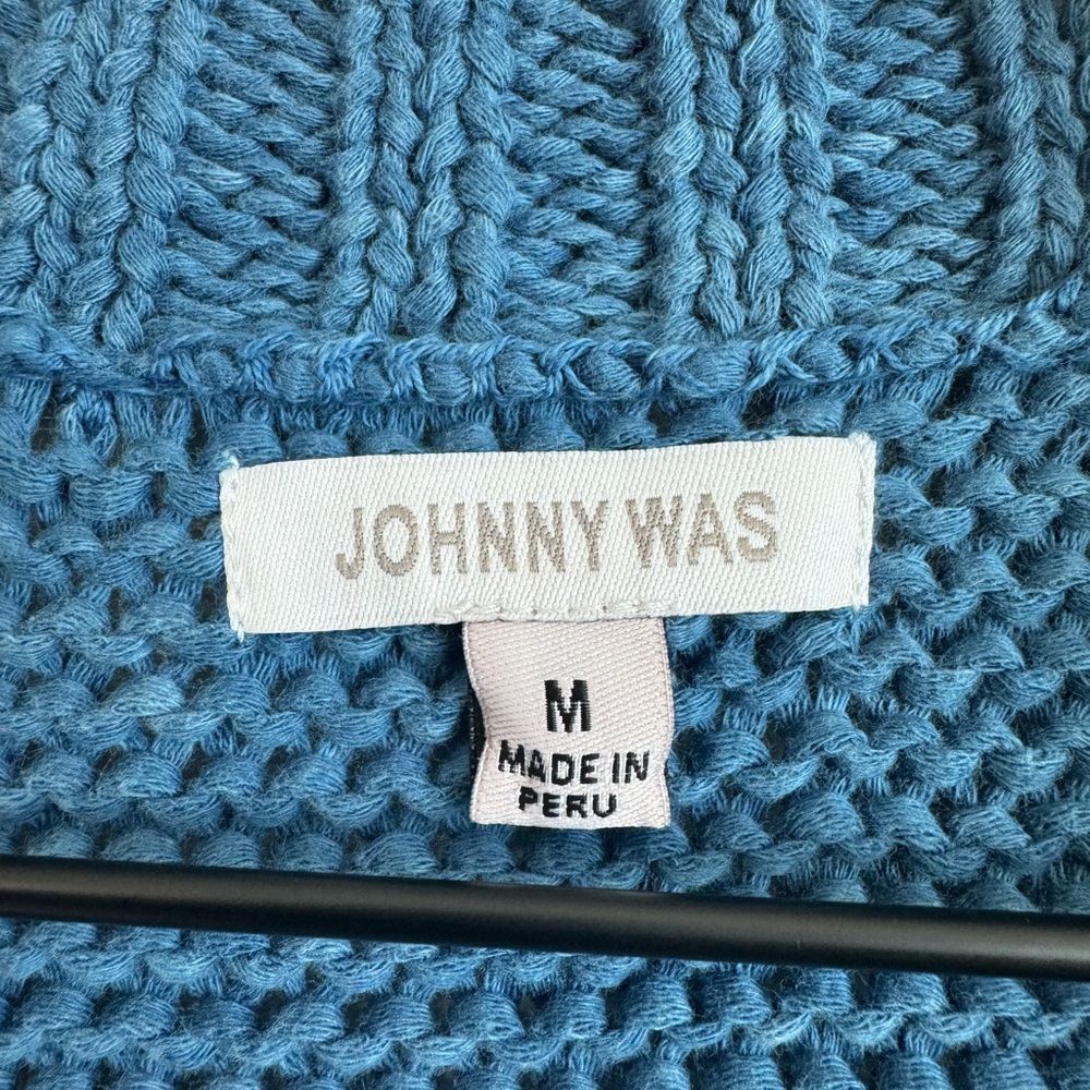 Johnny Was Slouchy Blue Cotton Cardigan With Pockets Size Medium - Picture 3 of 5
